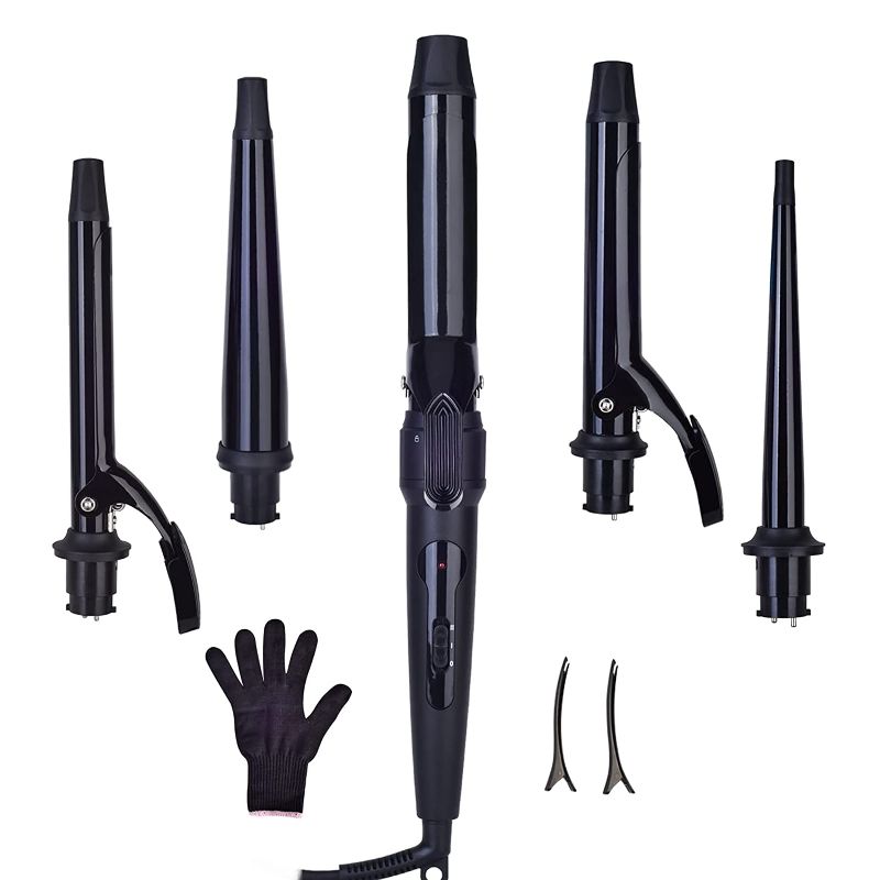 Photo 1 of Curling Wand, O'Bella Upgrade 5 in 1 Curling Iron Set, 0.35-1.25 Inch 5 Interchangeable Barrels, Hair Curler Set with Ceramic Tourmaline Coating, Dual Voltage, PTC Fast Heat Up for Any Hairstyle
