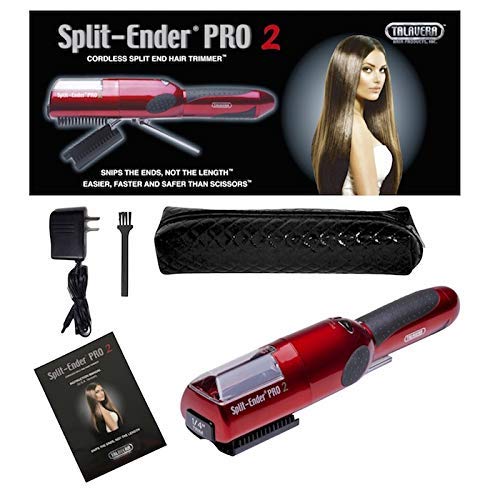 Photo 1 of Split-Ender PRO 2 - Cordless Split End Hair Trimmer - At-Home Beauty Tool - for Men and Women - Includes Fixed 1/4 in Trim Settings, Hair Accessories & Carrying Bag - Red
