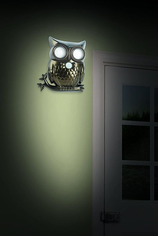 Photo 1 of IdeaWorks JB7682 Decorative LED Motion Sensor Hooting Owl Light, Black
