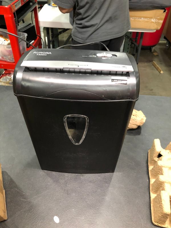 Photo 3 of Aurora AS890C 8-Sheet Cross-Cut Paper/Credit Card Shredder with Basket, Power Supplied, Could not Operate