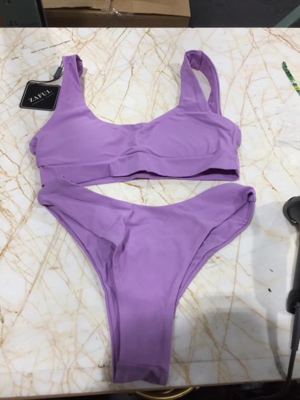 Photo 2 of ZAFUL Bikini Scoop Neck High Cut Padded Swimwear Push Up Swimsuit Two Piece Bathing Suits
SIZE SMALL