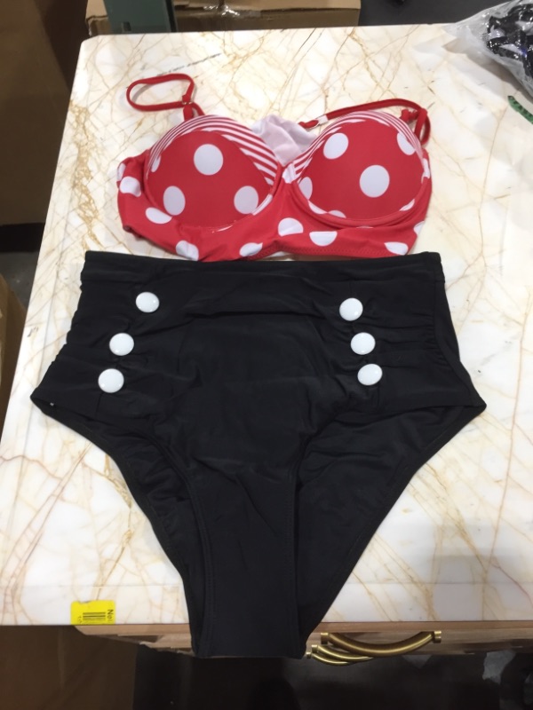 Photo 1 of DRESSEO RED TOP WITH WHITE DOTS 
BLACK BOTTOM WITH WHITE BUTTONS
SIZE MEDIUM