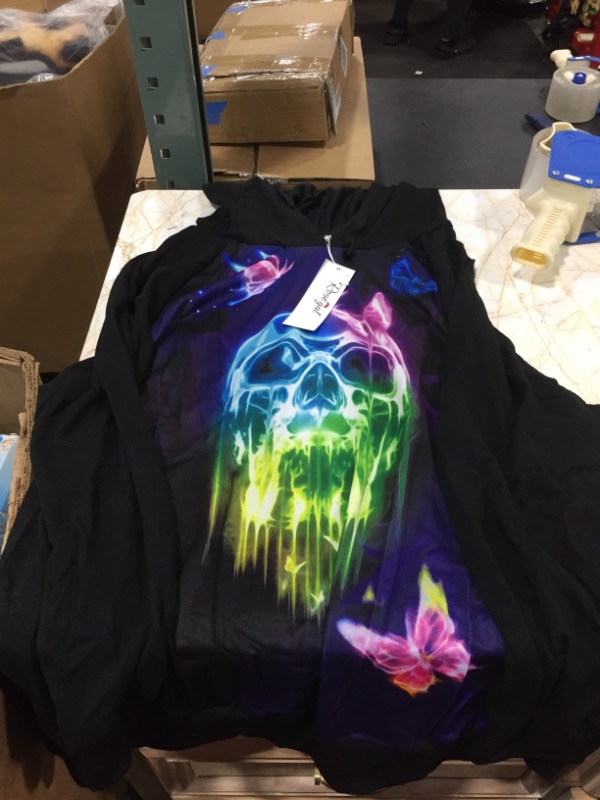 Photo 1 of Plus Size 3D Skull Print Galaxy Gothic Halloween Hoodie - 5x
