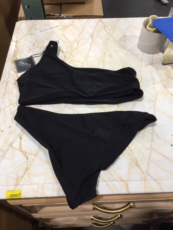 Photo 2 of One Shoulder Bikini Set - Black S
