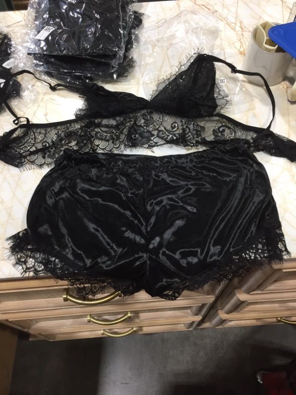 Photo 1 of small womens lingerie black bralette and shorts 