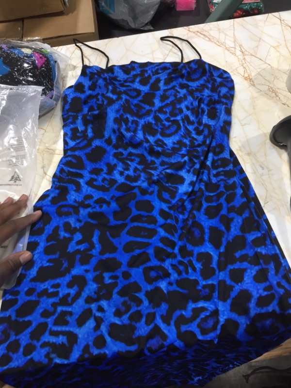 Photo 1 of BLUE AND BLACK LEOPARD DRESS
SIZE SMALL