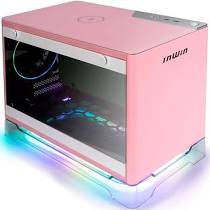 Photo 1 of InWin A1 Plus Pink Mini-ITX Tower with Integrated ARGB Lighting - 650W Gold Power Supply - Qi Wireless Phone Charger - Computer Chassis Case
