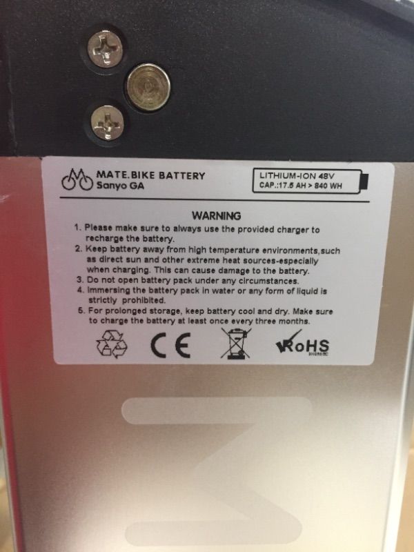 Photo 1 of Mate ebike battery pack 250W 350W folding electric bike 36v 10.4ah 11.6Ah 12.8Ah 14Ah lithium batteries with 42V 2A charger
