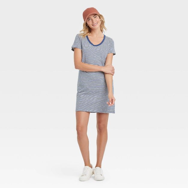Photo 1 of 
Women's Short Sleeve T-Shirt Dress - Universal Thread™ Blue Striped- M  