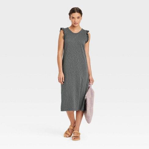 Photo 1 of Women's Ruffle Tank Dress - Universal Thread™ Gray Xs 