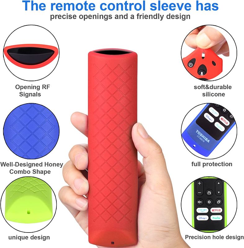 Photo 1 of 2 Pack NS-RCFNA-21 Remote Case Replacement for FireTV 4-Series/FireTV Omni Series/Toshiba FireTV/Insignia FireTV AlexaVoice Control,Non-Slip Silicone Protective Remote Cover Skin Sleeve(red,Dark Blue)
