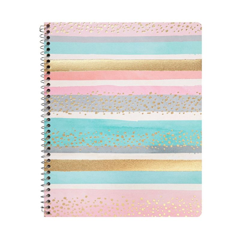 Photo 1 of 10ct Wide Ruled 1 Subject Spiral Notebook Brushstroke Stripes - Greenroom

