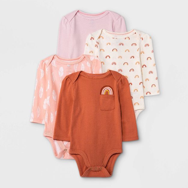 Photo 1 of Baby Girls' 4pk Earth & Sky Long Sleeve Bodysuit - Cloud Island™ Pink, SIZE 6-9M

