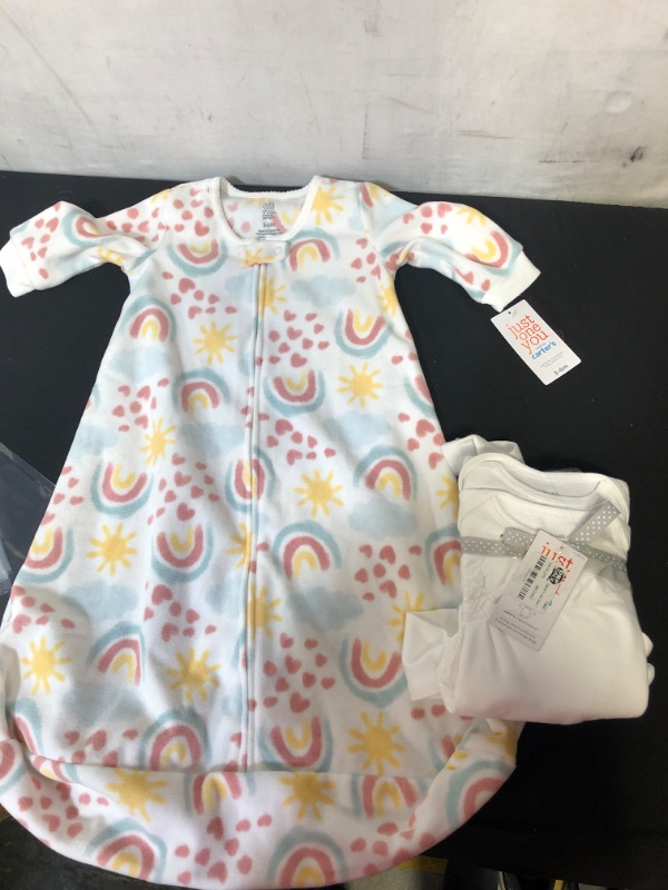 Photo 1 of 2 PC, CARTERS 3PK LONG SLEEVE BODYSUIT (6M) & CARTERS BABY GIRLS RAINBOW ONE PIECE (3-6M)