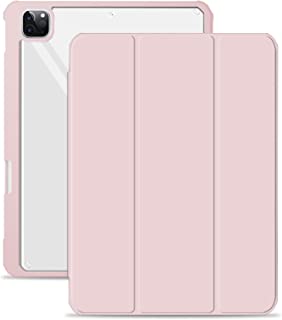 Photo 1 of Aoub Case for iPad Pro 11 2020 & 2018, Auto Sleep/Wake Ultra Slim Lightweight Trifold Stand Smart Cover, Clear Transparent Case with Pencil Holder for iPad Pro 11 inch 1st/2nd, Baby Pink