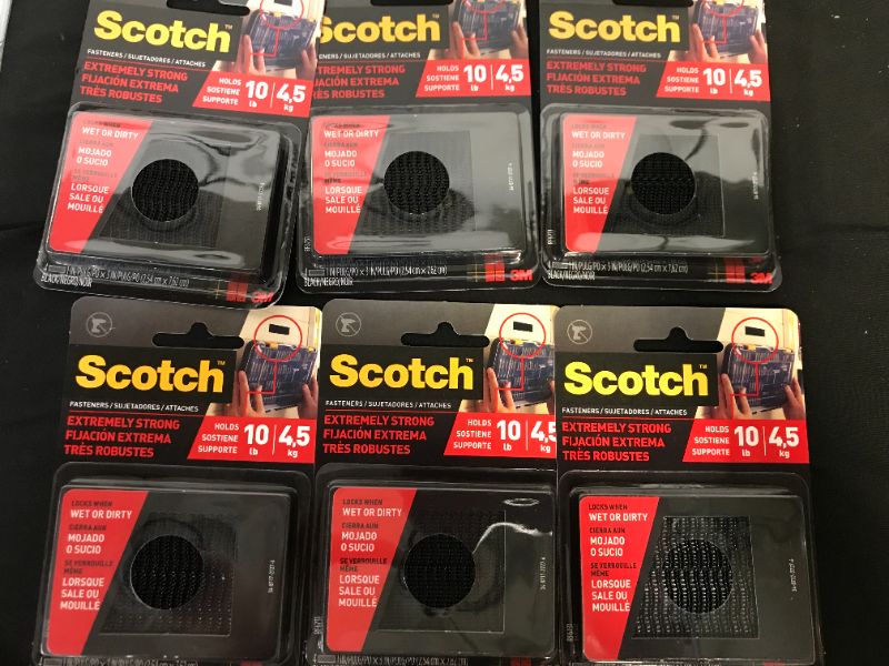 Photo 2 of 3M Scotch Recloseable Fasteners, 1" x 3", Black - pack of 6