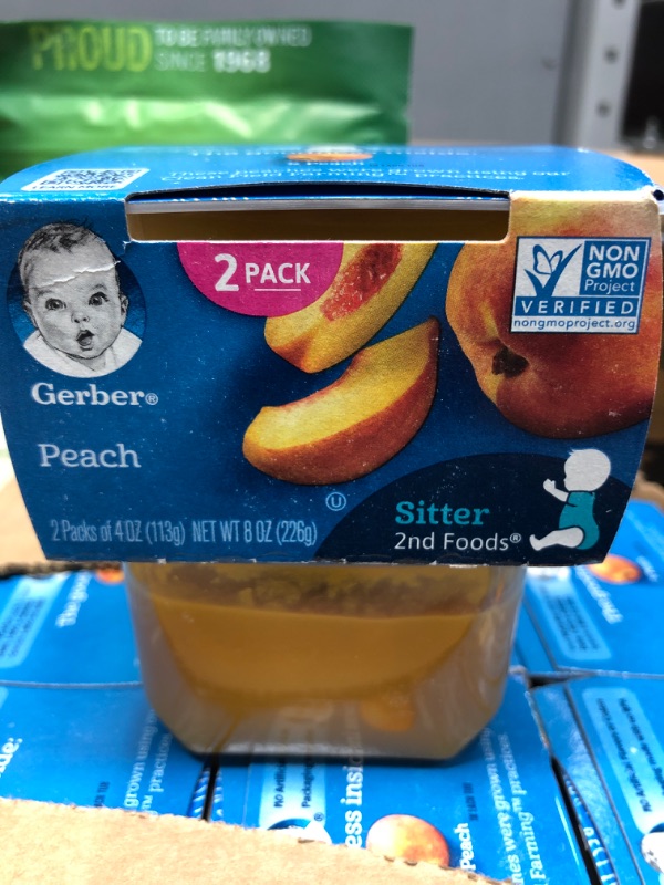 Photo 2 of Bundle bag of baby food. Include: ***EXP 09/22***Non-Fat Dry Milk Organic 12 Oz by Now Foods, ***EXP 01/23***Gerber 2nd Foods Natural for Baby Baby Food Peach 4 Oz Tubs (8 Pack), and ***EXP 04/28/23***Jack Links Zero Sugar Beef Stick 0.92 oz. Bagged - Cas