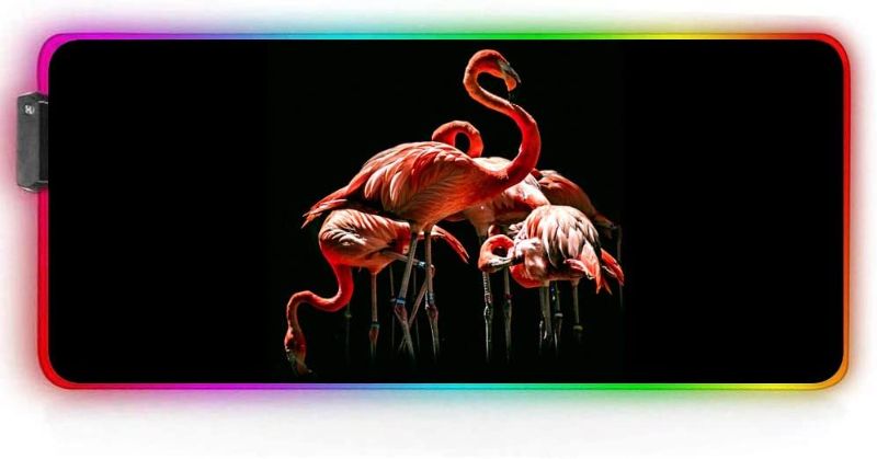 Photo 1 of ***3 PACK*** ZYCCW Large RGB Gaming XXL Mouse Pad with Stitched Edge 31.5×15.7×0.15 Flamingo Mouse Mat Customized Extended Glowing Led Gaming Mouse Pad Anti-Slip Rubber Base Ergonomic Mouse Pad for Computer