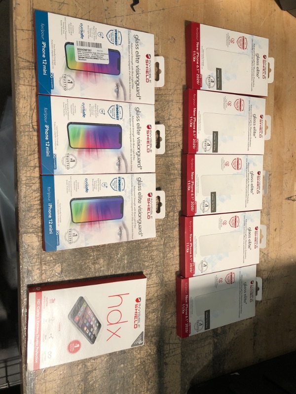 Photo 1 of BUNDLE OF (X5) IPHONE XR, 11, 12 AND 12 PRO TEMPERED GLASS, (X3) IPHONE 12 MINI TEMPERED GLASS PROTECTER, IPHONE 6 TEMPOERED GLASS PROTECTER 