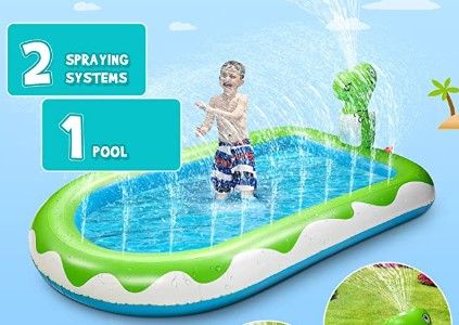 Photo 1 of  Inflatable Sprinkler Pool for Kids 3 in 1 Splash Water Playing Pad Kiddie Pool, Spray Pad Swimming Pool, Summer Water Toys for Outdoor Backyard for 3+ Years
