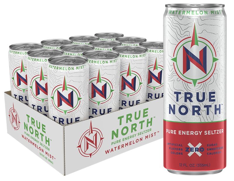 Photo 1 of ***Exp 05/23*** True North Pure Energy Seltzer, Watermelon Mist, 12 Fl Oz, Pack of 12