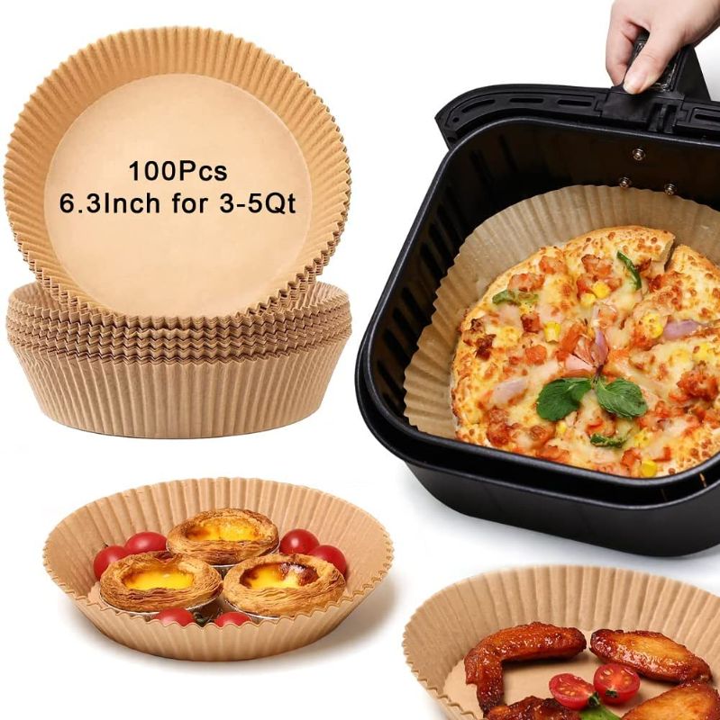 Photo 1 of ***Pack pf 3*** Amer 300pc Air Fryer Disposable Paper Liner,Non-stick Liners 6.3in, Oil-proof, Water-proof, Natural Food Grade Parchment for Baking Roasting Microwave Frying Pan,Come with 100 Gloves