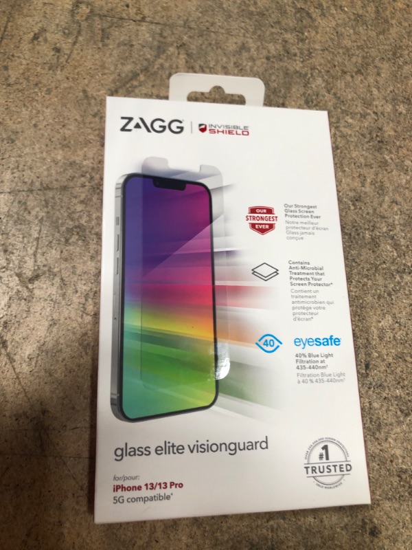 Photo 2 of ZAGG InvisibleShield Glass Elite VisionGuard Screen Protector for Apple iPhone 13 & 13 Pro (6.1 inch screen) , 5X Stronger, Blue-Light Protection, Anti-Fingerprint Technology, Easy to Install
