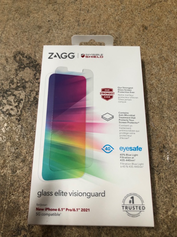 Photo 2 of ZAGG InvisibleShield Glass Elite VisionGuard Screen Protector for Apple iPhone 13 & 13 Pro (6.1 inch screen) , 5X Stronger, Blue-Light Protection, Anti-Fingerprint Technology, Easy to Install
