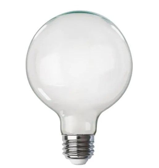 Photo 1 of 100-Watt Equivalent G40 Dimmable Straight Filament White Glass E26 Vintage Edison LED Light Bulb, Soft White