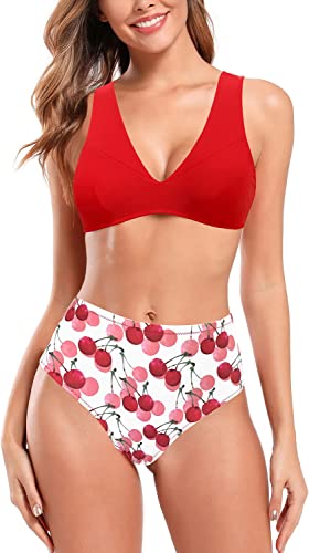 Photo 1 of SHEKINI Women's V Neck Bikini Set High Waisted Bathing Suit Bandage Two Piece Swimsuits
 Size M