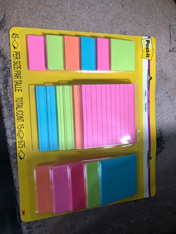 Photo 2 of 2-pack
Post-it Super Sticky Notes, Assorted Sizes, Supernova Neons, Lined, 15 Pads