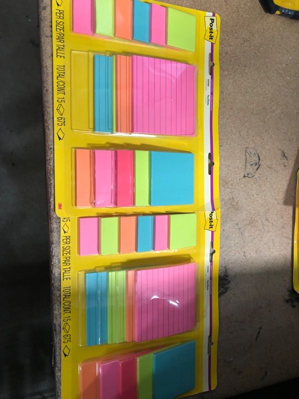 Photo 3 of 2-pack
Post-it Super Sticky Notes, Assorted Sizes, Supernova Neons, Lined, 15 Pads