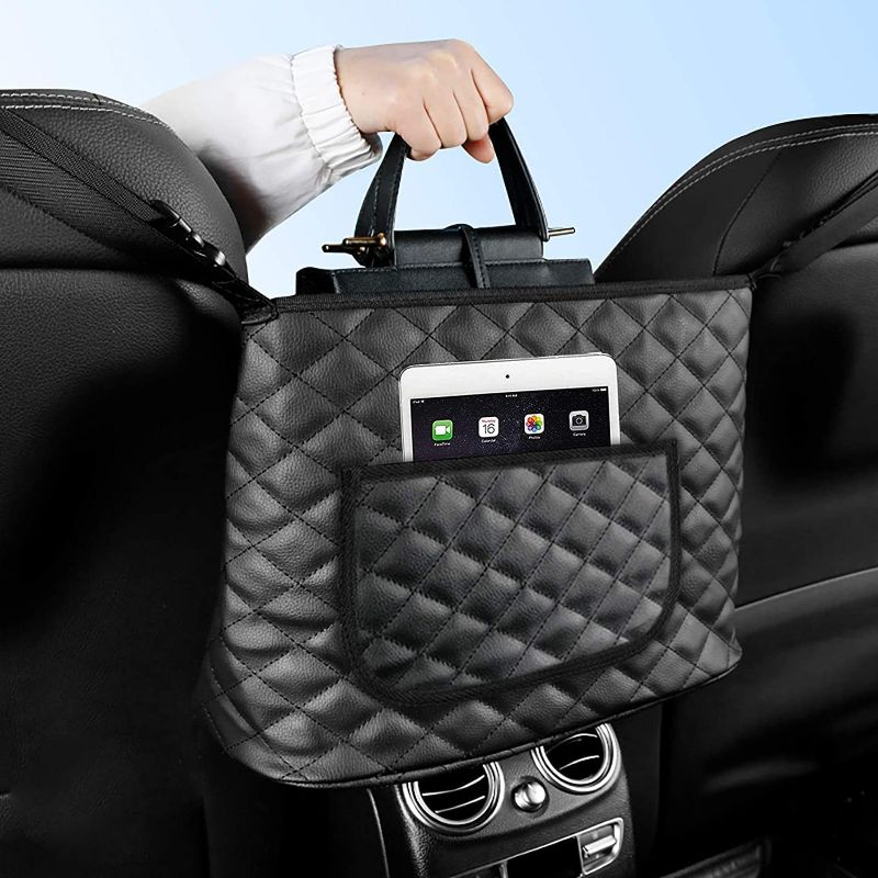 Photo 1 of ** SETS OF 2 **
Car Net Pocket Handbag Holder,Purse Holder for Cars,Car Back Seat Back Organizer,Storage Netting Pouch Between Seats Barrier of Backseat Pet Kids (Leather)
