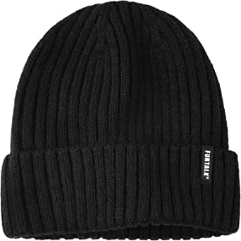 Photo 1 of FURTALK Beanie Men Women Warm Winter Hats Acrylic Knit Cuffed Beanie Daily Beanie Hat Unisex Plain Skull Cap 2 PACK.
