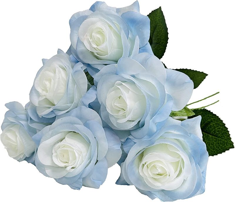 Photo 1 of ** SETS OF 2 **
NAWEIDA Artificial Flowers 6pcs Real Looking Crushed Ice Blue Moisturizing Fake Roses with Stems for DIY Wedding Bouquets Centerpieces Floral Arrangements Party Tables Home Decorations
Size: Length 18'',heads 3. 5''
