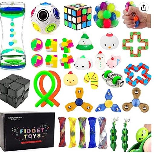 Photo 1 of 32 Pack Sensory Fidget Toys Set Stress Relief Kits for Kids Adults, Stocking Stuffers,School Classroom Rewards Carnival Party Treasure Box Prizes,Pinata Goodie Bag Fillers
