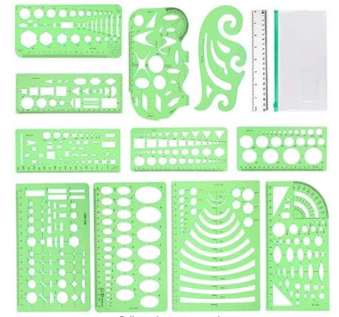 Photo 1 of (X11) 12Pcs Geometric Stencils,Drawing Tools Drafting Templates,Circle Shape Stencils Drawing Stencils Drafting Tools for Art,School,Design
