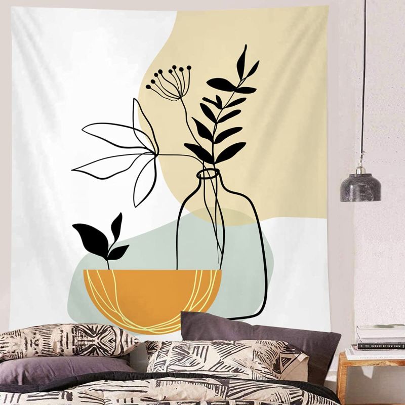 Photo 1 of YANR Abstract Line Art Boho Tapestry Modern Minimalist Tapestry Aesthetic Boho Room Decor Abstract Wall Art Aesthetic Wall Decor Trippy Tapestry For Bedroom Aesthetic, 150cm x 200cm(60 x 80inches)