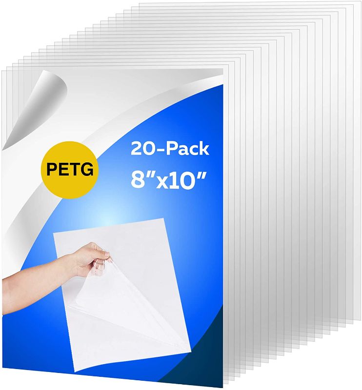 Photo 1 of CalPalmy 10 Pack of 8x10” PETG Sheet/Plexiglass Panels 0.040” Thick; Use for Crafting Projects, Picture Frames, Cricut Cutting and More; Protective Film That is Safe for Adults and Children