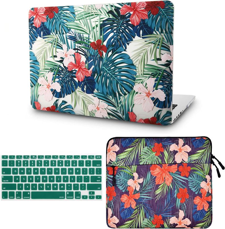 Photo 1 of KECC Compatible with MacBook Air 13 inch Case 2020 2019 2018 Release A1932 Retina Display + Touch ID Protective Plastic Hard Shell + Keyboard Cover + Sleeve (Palm Leaves Red Flower)