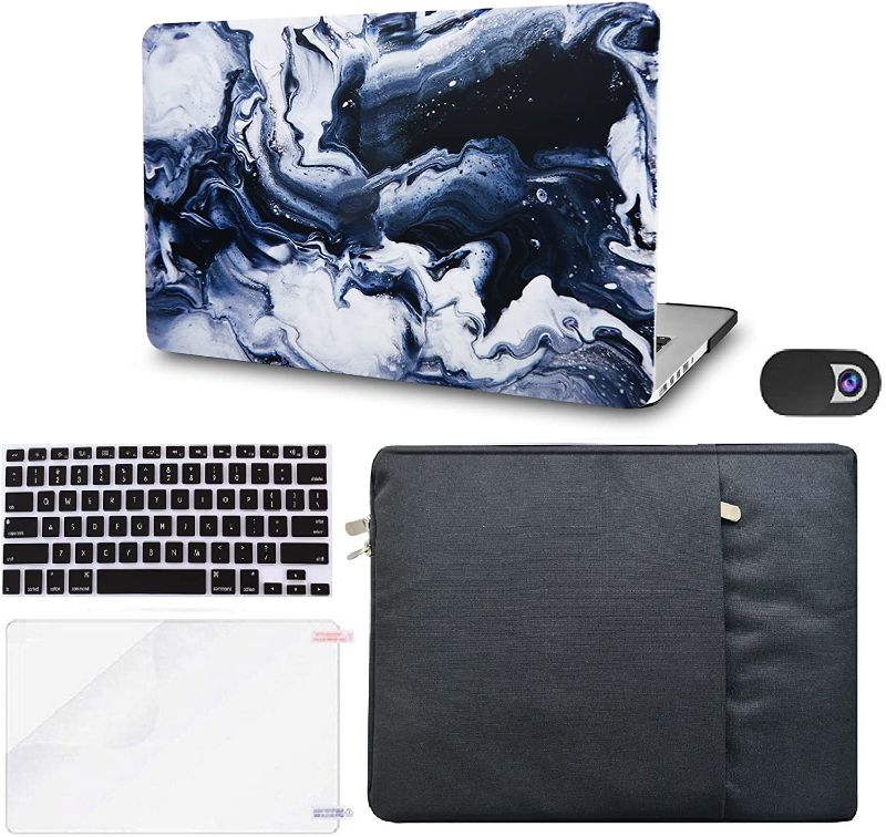 Photo 1 of KECC Compatible with MacBook Pro 13 inch Case 2019-2016 Touch Bar A2159 A1989 A1706 A1708 Plastic Hard Shell + Keyboard Cover + Sleeve + Screen Protector + Webcam Cover (Black Grey Marble)