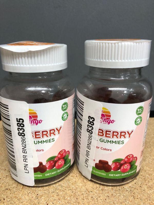 Photo 2 of ***EXP 03/23***2 PACK***Cranberry Gummy Supplement for Women, Men, and Kids. 1000 mg, Vegan, Vegetarian, No Gluten, Gelatin or GMO. Kosher and Halal. 60 Count