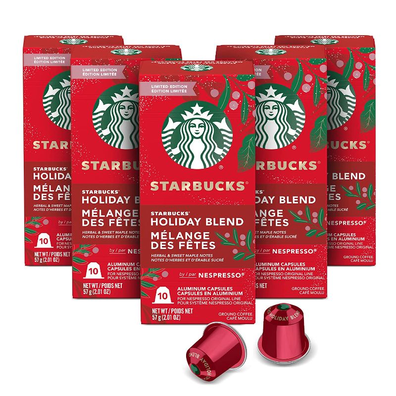 Photo 1 of ***EXP 06/17/22*** Starbucks by Nespresso Holiday Blend Espresso (50-count single serve capsules, compatible with Nespresso Original Line System)