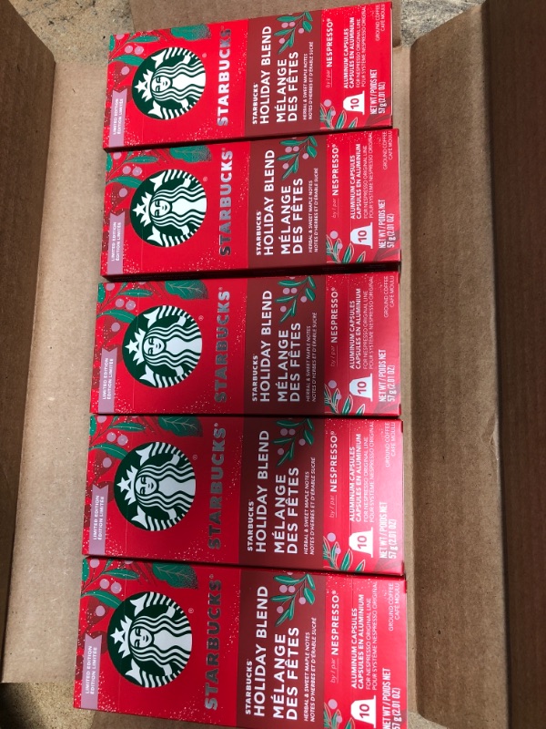 Photo 2 of ***EXP 06/17/22*** Starbucks by Nespresso Holiday Blend Espresso (50-count single serve capsules, compatible with Nespresso Original Line System)