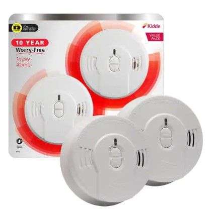 Photo 1 of 10 Year Worry-Free Smoke Detector, Lithium Battery Powered, Smoke Alarm, 2-Pack
