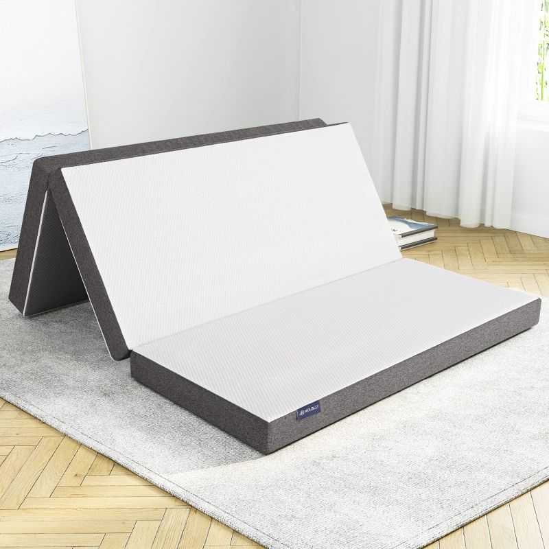 Photo 1 of (FACTORY SEAL OPENED FOR INSPECTION) Molblly Folding Mattress, 5 inch Tri-Folding Memory Form Mattress, Portable Trifold Mattress Topper with Washable Cover, Non-Slip Bottom Camping Mattress Guest Bed, (Full Size) - 73"x52"x5"
