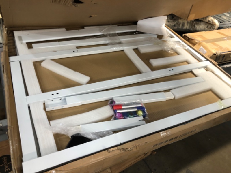 Photo 2 of (BENT/WARPED BOARD; DAMAGED FRAME; BENT LEGS) 72 x 40 Double Sided Rolling Whiteboard, Mobile Whiteboard Magnetic White Board - Large Reversible Dry Erase Board Easel Standing Board on Wheels with Silver Aluminum Frame and Stand