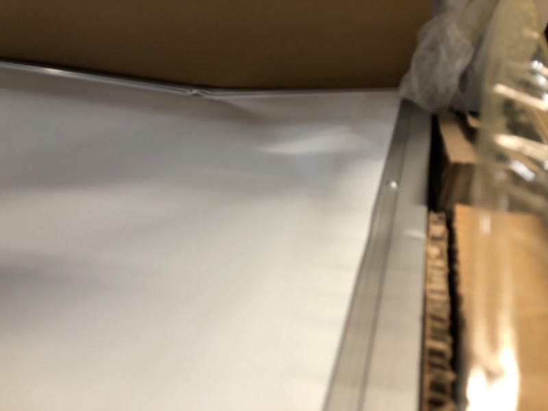 Photo 1 of (BENT/WARPED BOARD; DAMAGED FRAME; BENT LEGS) 72 x 40 Double Sided Rolling Whiteboard, Mobile Whiteboard Magnetic White Board - Large Reversible Dry Erase Board Easel Standing Board on Wheels with Silver Aluminum Frame and Stand
