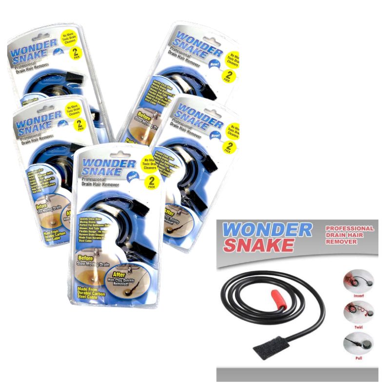 Photo 1 of 5 PCK WONDER SNAKE DRAIN HAIR REMOVAL VELCRO DESIGNED HEAD FLEXIBLE CARBON STEEL CABLE NEW SEALED $74.95