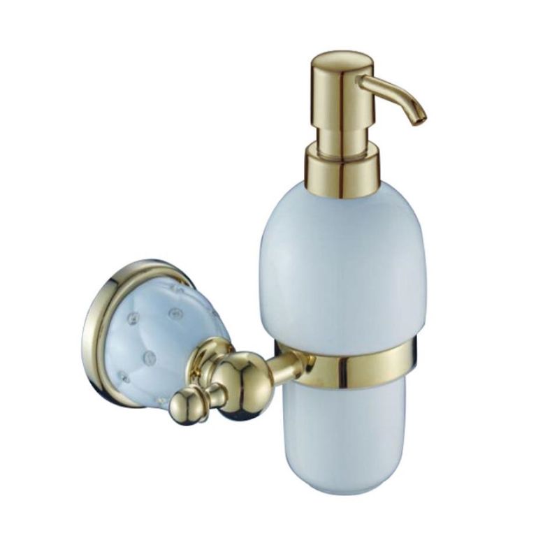 Photo 1 of FORLA HOME BEAUTY LIQUID SOAP DISPENSER WHITE GOLD LUXURY BRASS MOUNT GOLD CHROME FINISH CRYSTAL FRAME NEW IN BOX $49